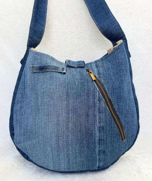 Unique handmade denim bag from recycled jeans