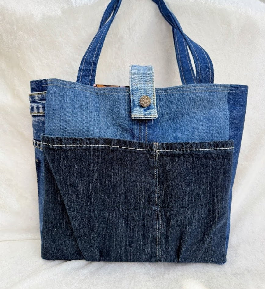 CT.100S Crafty Tote – Upcycled Denim Project Bag with Pockets for
