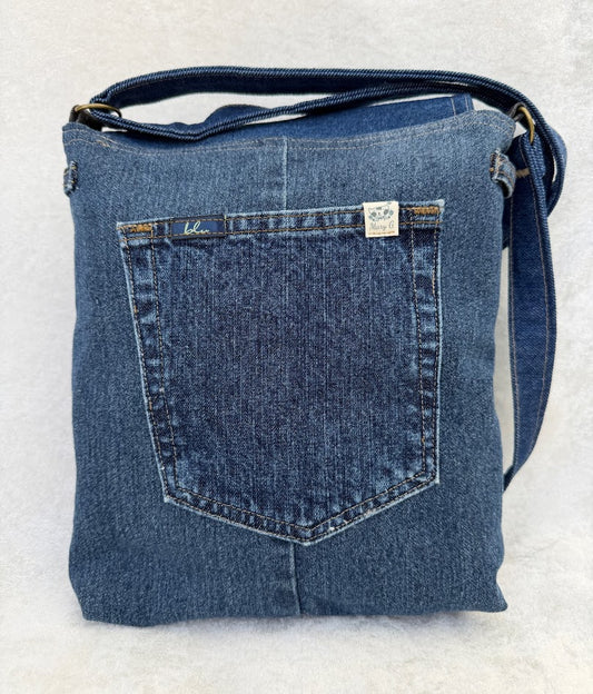 LM 100C __ Upcycled Denim Pocket Crossbody Bag