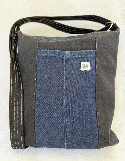 LM 200C __ Denim Panel Crossbody Messenger Bag