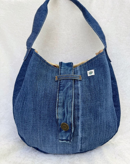 Unique handmade denim bag from recycled jeans