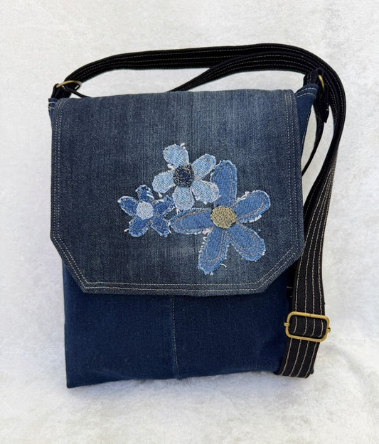 LM 200C __ Denim Panel Crossbody Messenger Bag