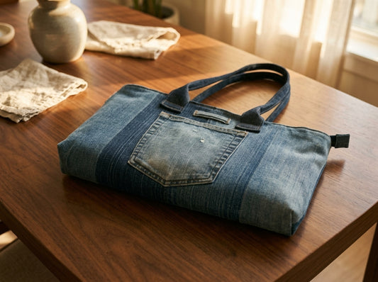 Patchwork denim tote bag — Lifestyle - Home | Generated by Modelize