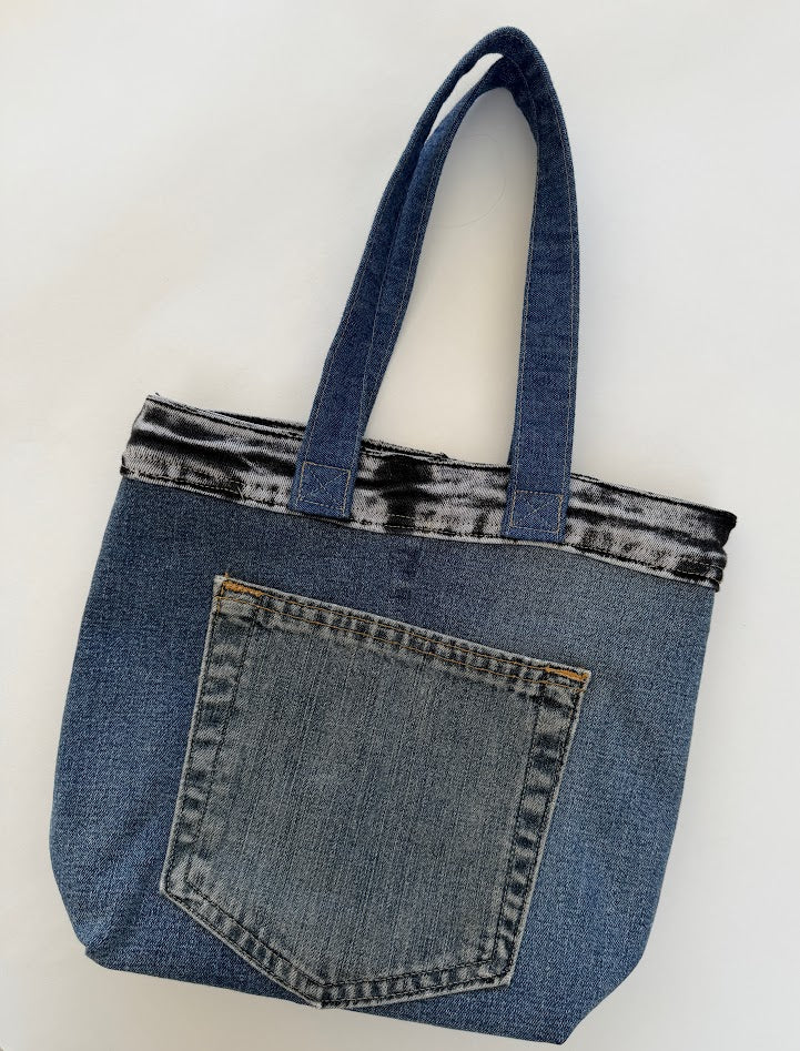 Eco Chic Upcycled Denim Tote Bag – Upcycled Handmade Sustainable Tote - Mary Gorfine