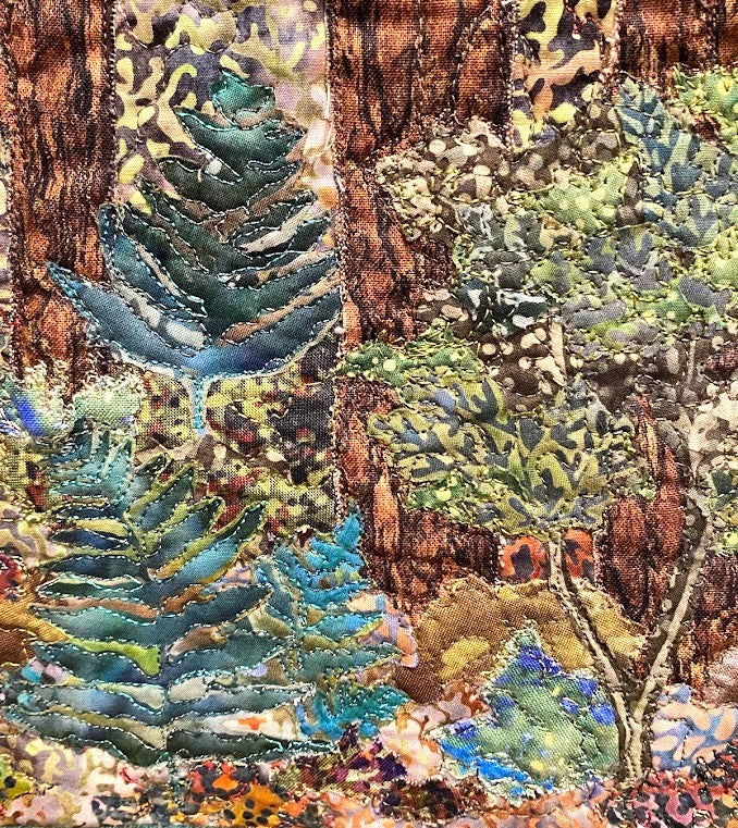 Snohomish – Quilted Textile Collage Art by Mary Gorfine